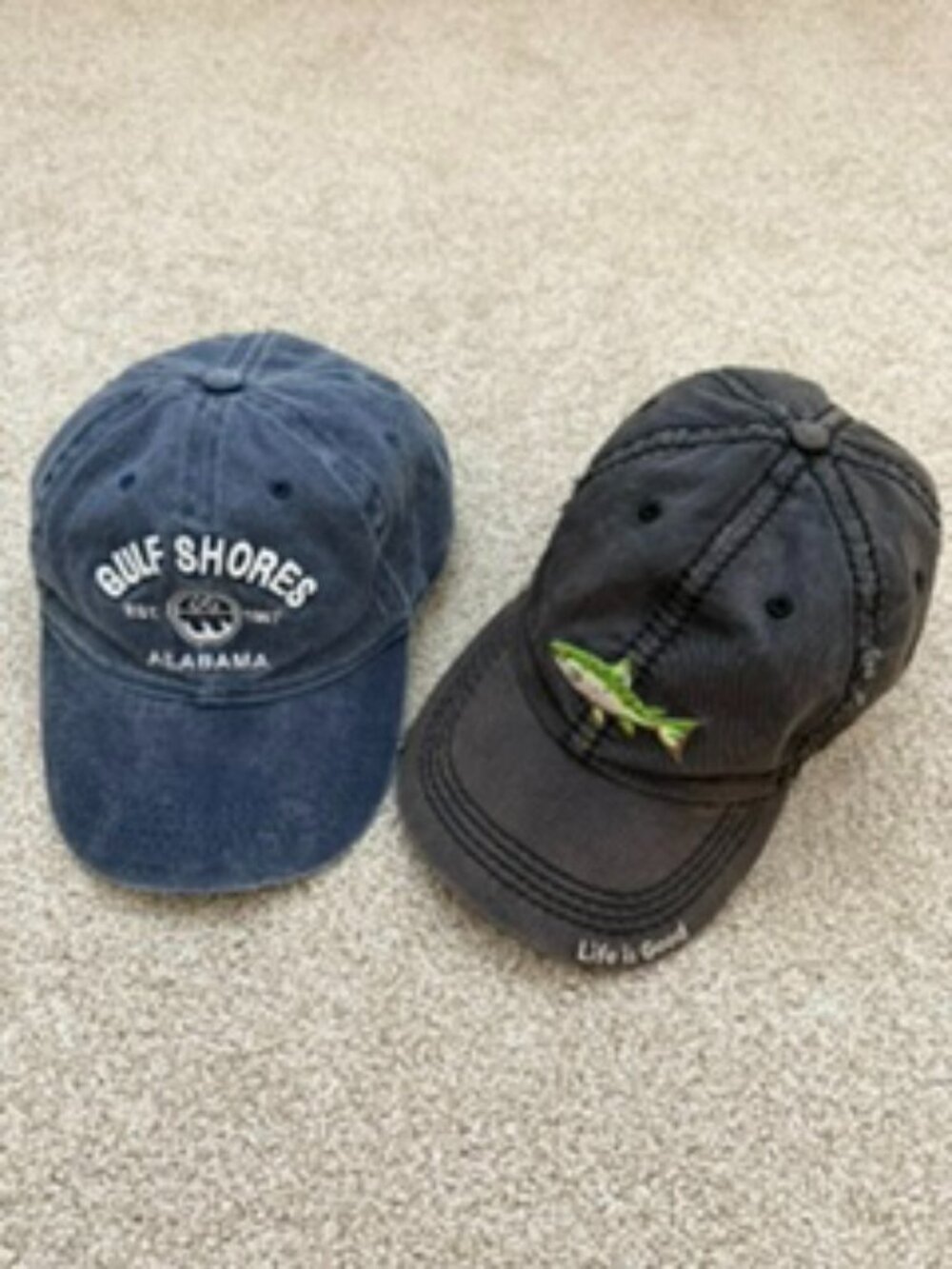 2 Baseball Caps Hats Relaxed Crown Vintage Distressed Washed Cotton - Picture 2 of 11